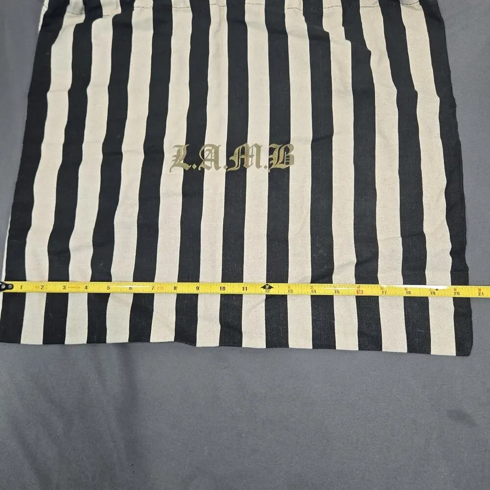 LAMB Gwen Stefani Black White Stripe Drawstring Dust Bag Canvas 18x20